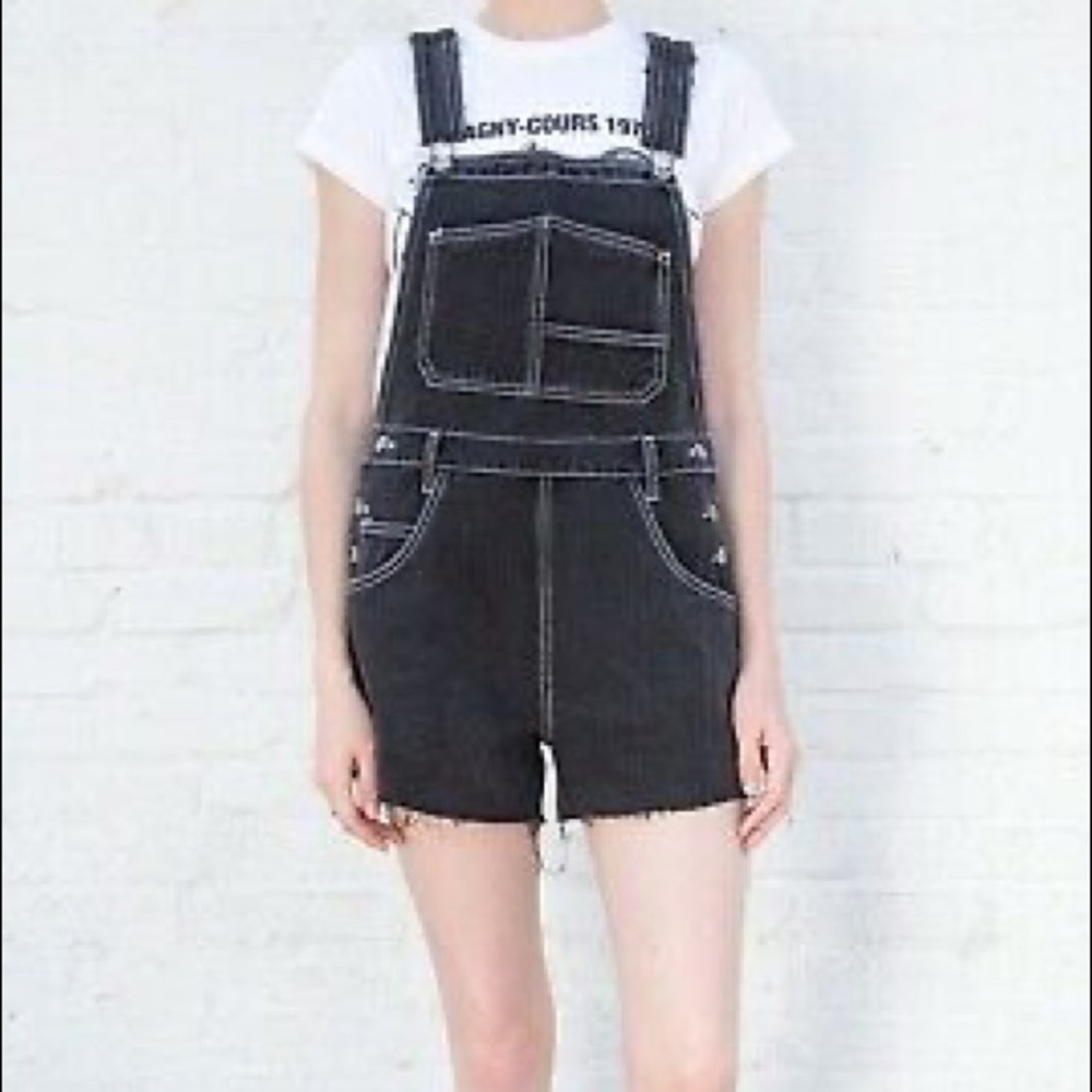 Brandy Melville Hayley Black Overalls Shorts OS